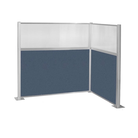 Versare Pre-Configured Hush Panel Cubicle (L Shape) 6' x 4' w/ Window Ocean Fabric 1859331